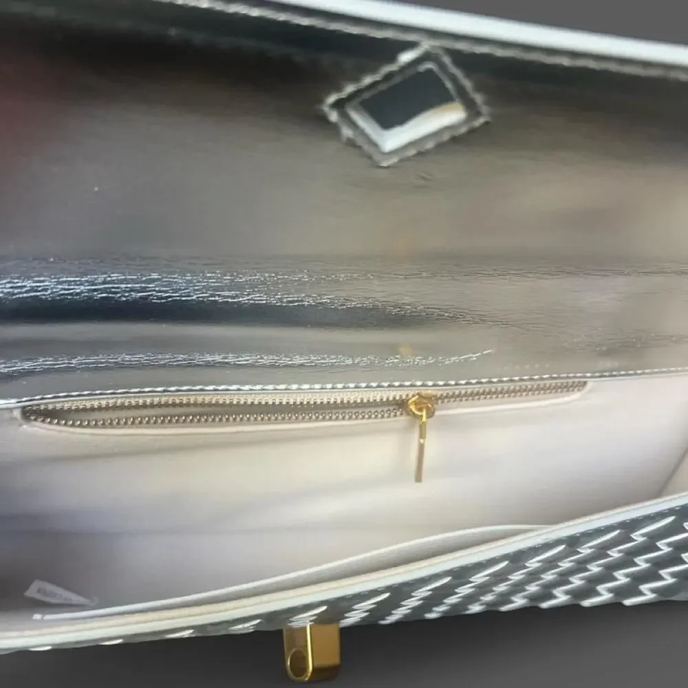 Silver metallic woven shoulder